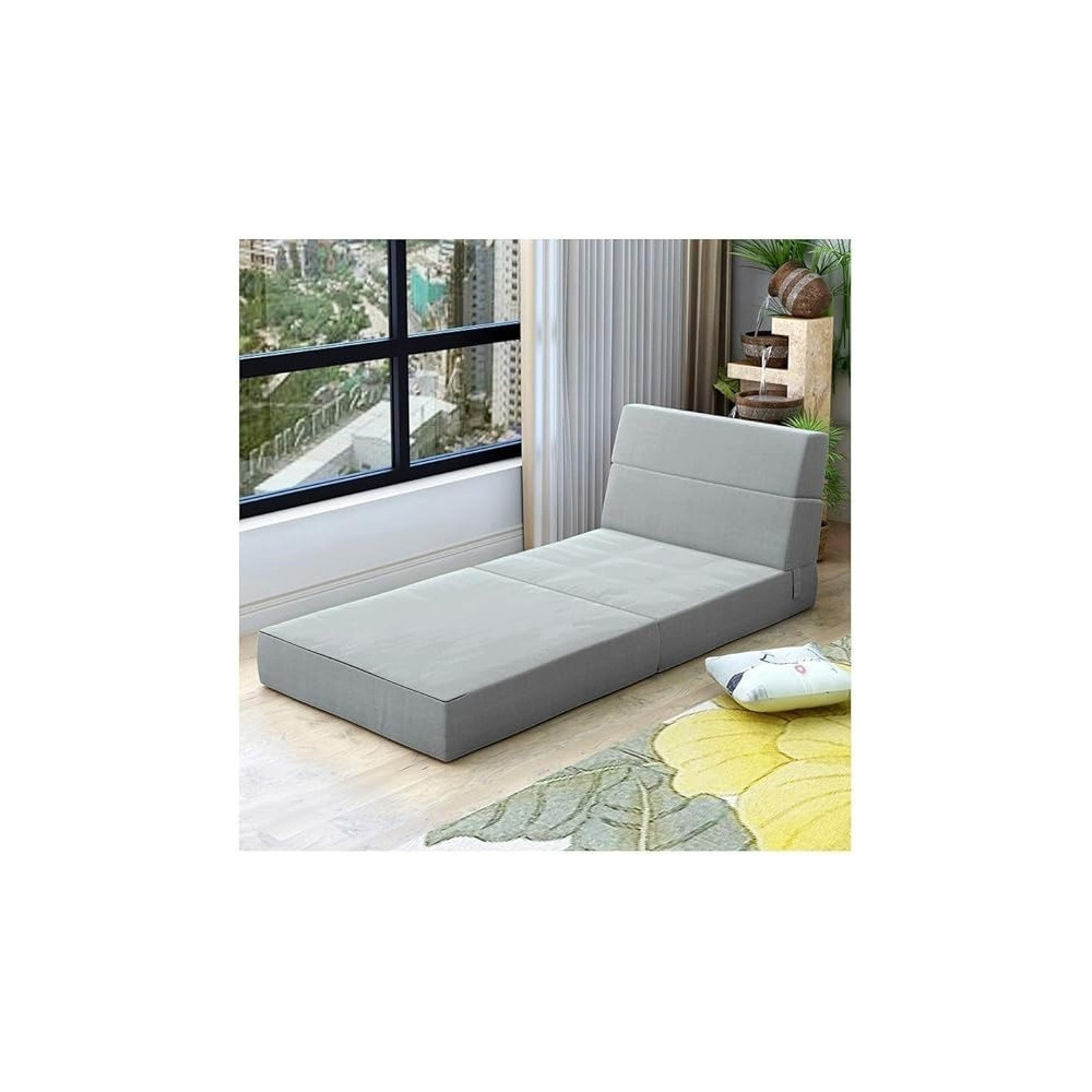 Raj Furniture Fabric Sofa Lazy Sofa Bed Folding Sofa Bedroom Bay Window Comfortable Tatami Removable And Washable Thick, 150 x 70 x 15Cm, Light Gray