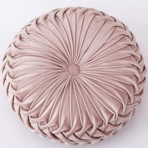 Melag Chair Seat Pads 6Pack Velvet Round Throw Pillow Handmade Round Pleated Floor Pillow Filled Cushions‚ Pumpkin Chair Cushion Couch Floor Filled Cushion For Home Sofa Chair Bed Car Decor, Diameter 38 x 10Cm, Pink