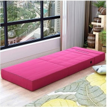 Noyydh Fabric Sofa Lazy Sofa Bed Folding Sofa Bedroom Bay Window Comfortable Tatami Removable And Washable Thick, 150 x 70 x 15Cm, Rose Red