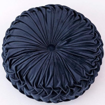 Melag Chair Seat Pads 6Pack Velvet Round Throw Pillow Handmade Round Pleated Floor Pillow Filled Cushions‚ Pumpkin Chair Cushion Couch Floor Filled Cushion For Home Sofa Chair Bed Car Decor, Diameter 38 x 10Cm, Dark Blue
