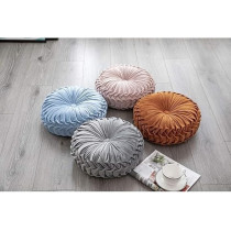 Melag Chair Seat Pads 6Pack Velvet Round Throw Pillow Handmade Round Pleated Floor Pillow Filled Cushionsâ€š Pumpkin Chair Cushion Couch Floor Filled Cushion For Home Sofa Chair Bed Car Decor, Diameter 38 x 10Cm, Dark Blue