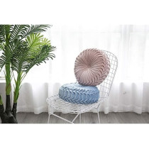 Melag Chair Seat Pads 6Pack Velvet Round Throw Pillow Handmade Round Pleated Floor Pillow Filled Cushionsâ€š Pumpkin Chair Cushion Couch Floor Filled Cushion For Home Sofa Chair Bed Car Decor, Diameter 38 x 10Cm, Dark Blue