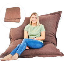 Room And Bloom Bag Only, No Filling New Model Super Bean Bags (6Ft x 4.5Ft) Beautiful Faux Linen Fabric Giant Bean Bag Chair For Adults For Kids For The Whole Family Large Chairs Bags Big Large Xl, Tan