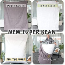 Room And Bloom Bag Only, No Filling New Model Super Bean Bags (6Ft x 4.5Ft) Beautiful Faux Linen Fabric Giant Bean Bag Chair For Adults For Kids For The Whole Family Large Chairs Bags Big Large Xl, Tan
