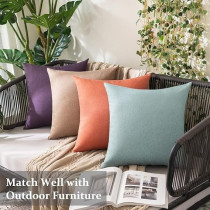 Miulee Pack Of 2 Decorative Outdoor Solid Waterproof Throw Pillow Covers Linen Garden Farmhouse Cushion Cases For Patio Tent Balcony Couch Sofa, 20 x 20 Inch, Coral Red