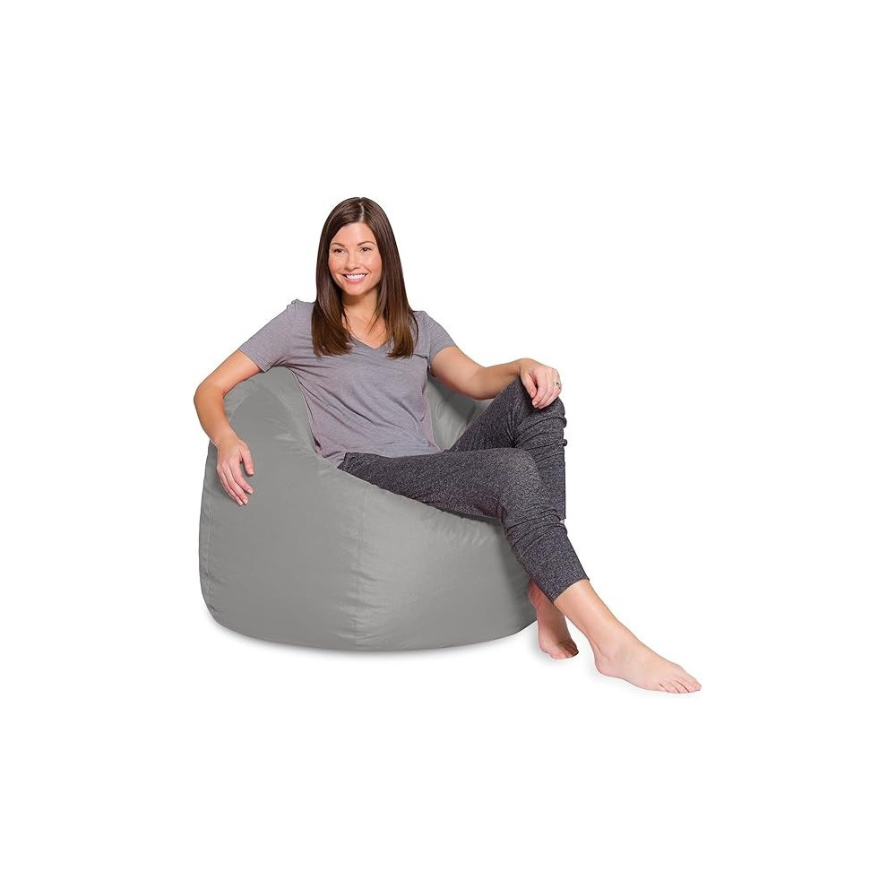 Posh Creations Comfy Sdfds Pvc Leather Large Pvc Bean Bag, Grey, H42 x W42 x D28 Cm