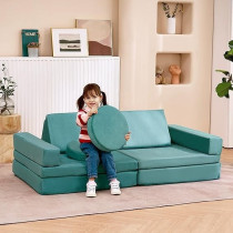 Jela Kids Couch 10Pcs, Floor Couch Floor Sofa Modular Furniture For Kids And Adults, Playhouse Play Set For Toddlers Babies, Modular Foam Play Couch, Modular Sectional Sofa, Light Blue
