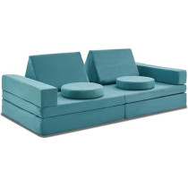 Jela Kids Couch 10Pcs, Floor Couch Floor Sofa Modular Furniture For Kids And Adults, Playhouse Play Set For Toddlers Babies, Modular Foam Play Couch, Modular Sectional Sofa, Light Blue