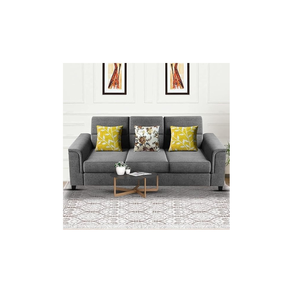 Raj Furniture Elegant 3 Seater Sofa Set For Living Room, Grey