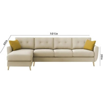 Raj Furniture Luxury 6 Seater L Shape Sofa Set For Living Room In Premium Fabric, LHS, Cream