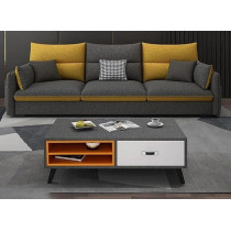 Ripple Furniture Modern Living Room Sofa Table With Storage Drawer, Yellow/Grey