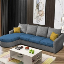 Ripple Furniture Sumptuous Serenity: The Round Lounger L-Shape 6 Seater Sofa Set For Your Living Room (LHS), Turquise Grey