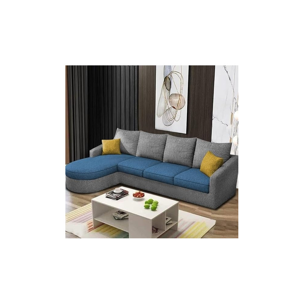 Ripple Furniture Sumptuous Serenity: The Round Lounger L-Shape 6 Seater Sofa Set For Your Living Room (LHS), Turquise Grey