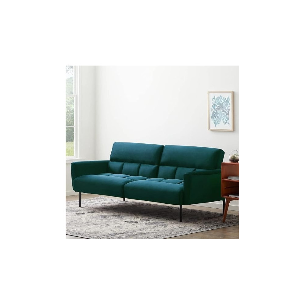Raj Furniture Three Seater Wooden Sofa Cum Bed For Living Room, Green