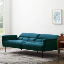 Raj Furniture Three Seater Wooden Sofa Cum Bed For Living Room, Green