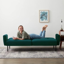 Raj Furniture Three Seater Wooden Sofa Cum Bed For Living Room, Green