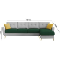 Ripple Furniture Luxury 6 Seater L Shape Sofa Set For Living Room In Premium Fabric, Rhs, Green Grey