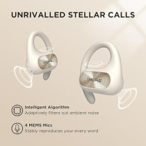 1More Fit SE S30 Open Ear Wireless Earbuds Noise Cancellation, Bluetooth 5.3, Water Resistance, 4 Microphones for Clear Calls and 30 Hours Battery, White