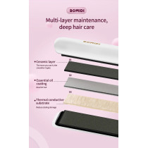 Bomidi HS2 Hair Straightener With Bottom Rotation Gear Adjustment, Smart Thermostat, MCH Tech 15 Second Rapid Heating and Smart Display, White
