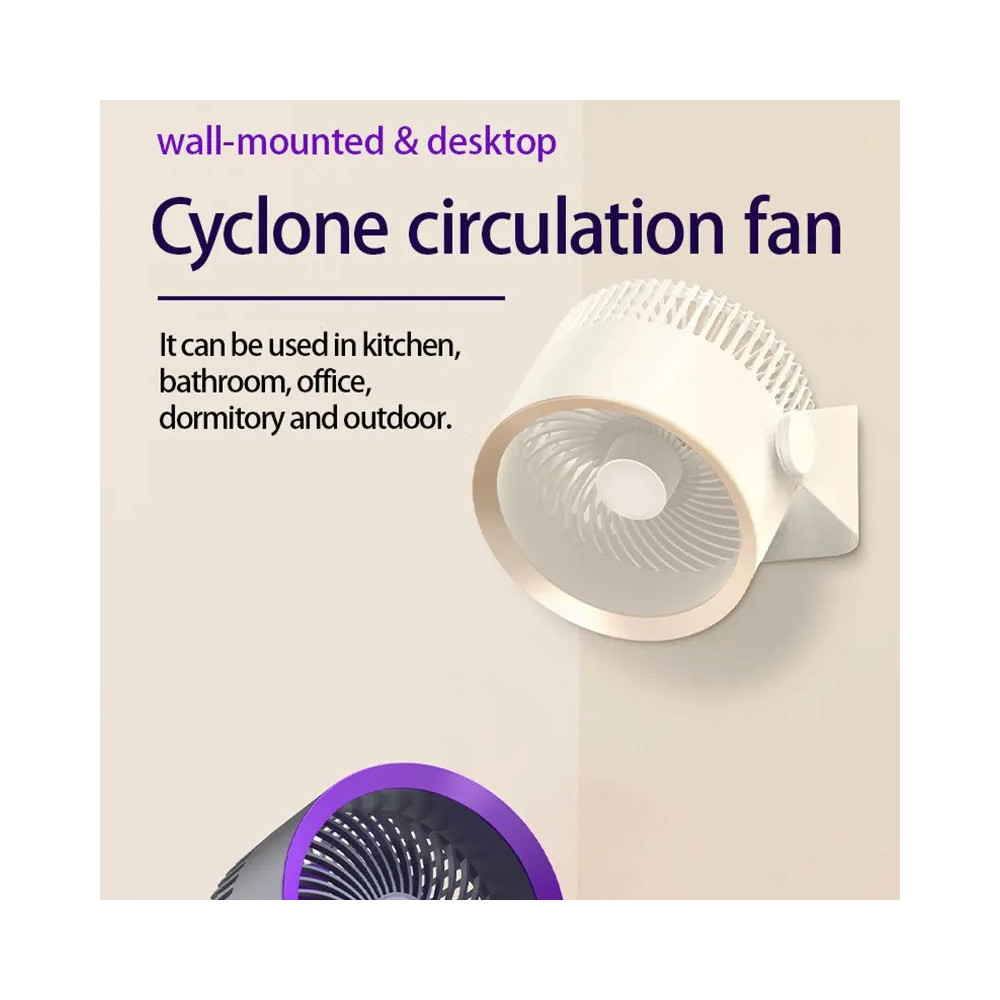 Muxiang Cyclone Circular Fan Charging Edition M55 With Lightweight and Wall-Mounted, Desktop Portable Design, Rechargeable Battery with 4000mAh Battery Life, Three Multiple Speed Settings, White