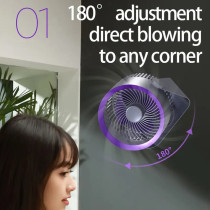 Muxiang Cyclone Circular Fan Charging Edition M55 With Lightweight and Wall-Mounted, Desktop Portable Design, Rechargeable Battery with 4000mAh Battery Life, Three Multiple Speed Settings, White