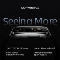 QCY Watch GS Smart Sports Watch With 2.02 Large Display, Bluetooth Call, Health Monitoring, 10 Days Battery Life and Message, Call Notification, Black