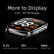 QCY Watch GS Smart Sports Watch With 2.02 Large Display, Bluetooth Call, Health Monitoring, 10 Days Battery Life and Message, Call Notification, Black