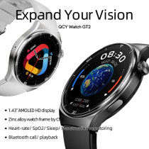 QCY Smart Watch GT2 With 1.43 Amoled Display, Zinc Alloy Watch Frame, Bluetooth Call/Playback, 24 Hour Rate And Sleep Monitor And 100 Plus Sports Modes, Black