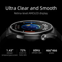 QCY Smart Watch GT2 With 1.43 Amoled Display, Zinc Alloy Watch Frame, Bluetooth Call/Playback, 24 Hour Rate And Sleep Monitor And 100 Plus Sports Modes, Black