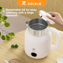 Zolele Smart Electric Kettle HK152 Cordless 1.5L Electric Kettle, Fast Boiling 6 Speed Temperature Settings, Auto Shut Off, LED Indicator Lights, White