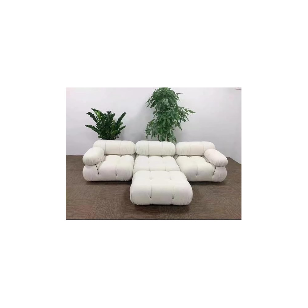 Ripple Furniture Modern Sectional Round Shape Bubble Sofa With Ottoman, White