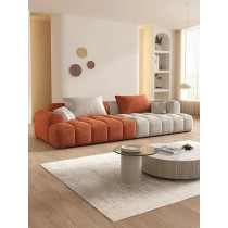 Raj Furniture Modern Living Room Sofa Woobly Design, Orange And Off White