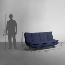 Ripple Furniture Foldable 3 Seater Sofa Cum, Navy Blue