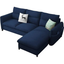 Raj Furniture RHS 4 Seater L Shape Sofa For Living Room, Blue Fabric