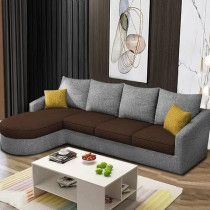 Ripple Furniture Sumptuous Serenity The Round Lounger L-Shape 6 Seater Sofa Set For Your Living Room, LHS, Brown Grey