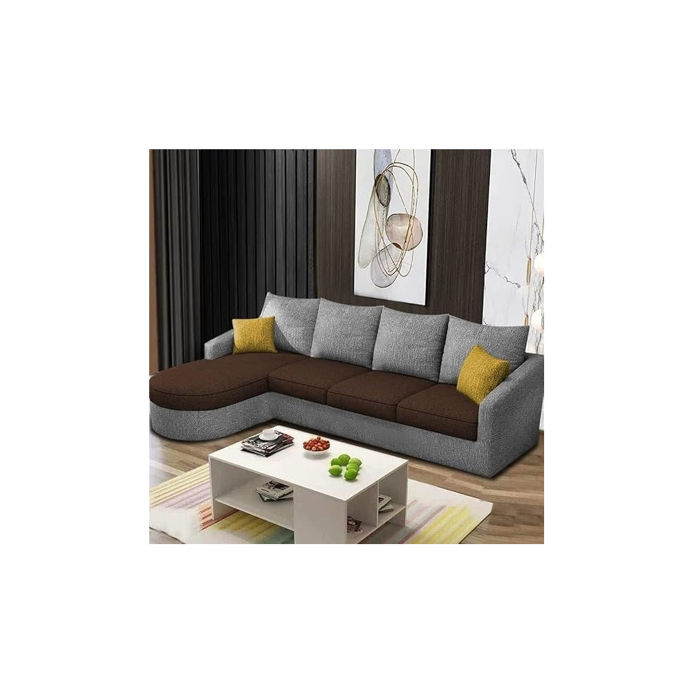 Ripple Furniture Sumptuous Serenity The Round Lounger L-Shape 6 Seater Sofa Set For Your Living Room, LHS, Brown Grey