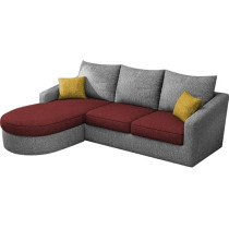 Raj Furniture Elegance Edge 4-Seater Sofa Set For Living Room, LHS, Maroon Grey