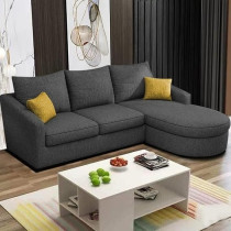 Raj Furniture Elegance Edge 4-Seater Sofa Set For Living Room, Black