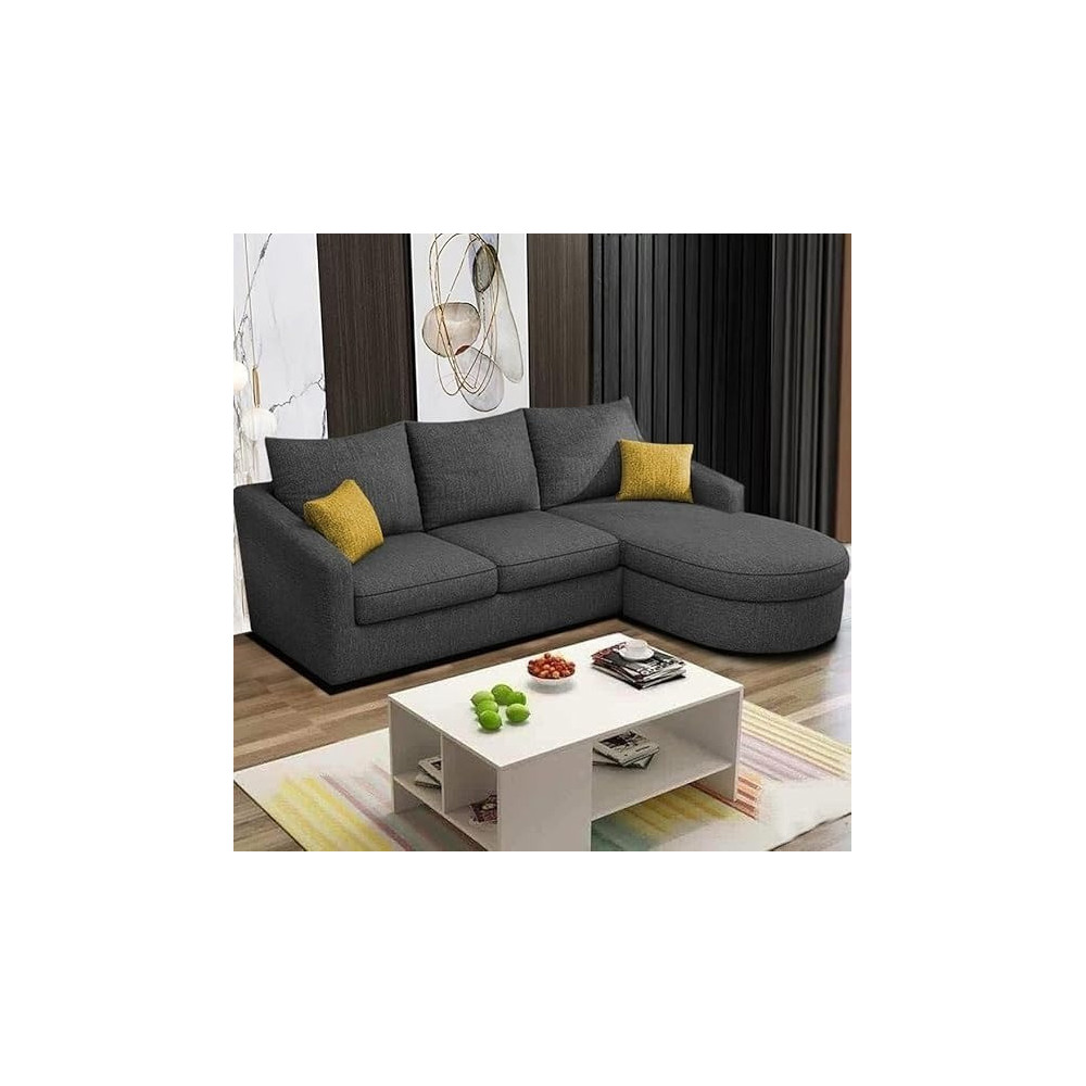 Raj Furniture Elegance Edge 4-Seater Sofa Set For Living Room, Black