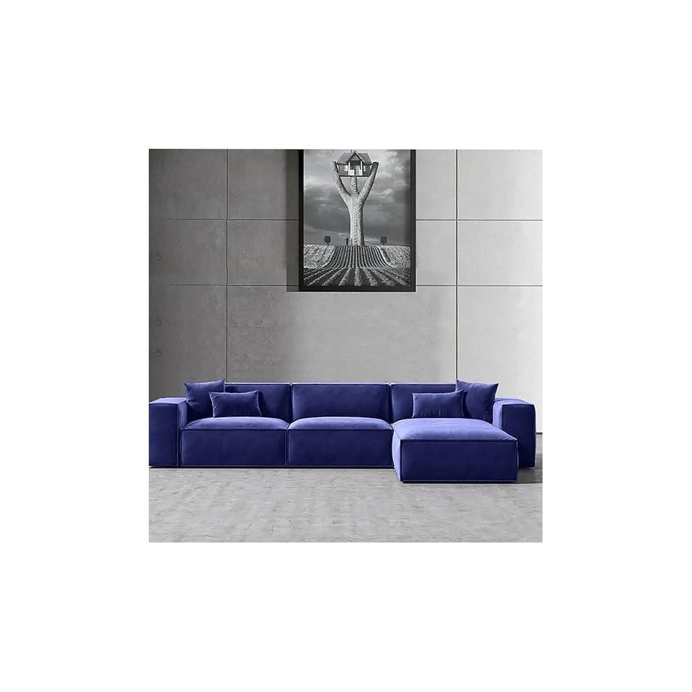 Ripple Furniture L-Shape Modern Style Luxury Home Couch, Left, Purple
