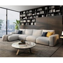 Ripple Furniture Luxury Modern Sofa Couch With Chaise Lounge, Living Room, Bedroom, Dining Room, Office, Guestroom, Light Beige, Right