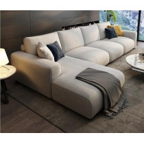 Ripple Furniture Luxury Modern Sofa Couch With Chaise Lounge, Living Room, Bedroom, Dining Room, Office, Guestroom, Light Beige, Right