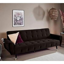 Raj Furniture 2 In 1 Upholstered Flip Sofa Bed, Dark Brown