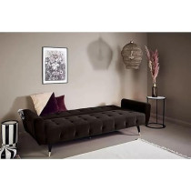 Raj Furniture 2 In 1 Upholstered Flip Sofa Bed, Dark Brown