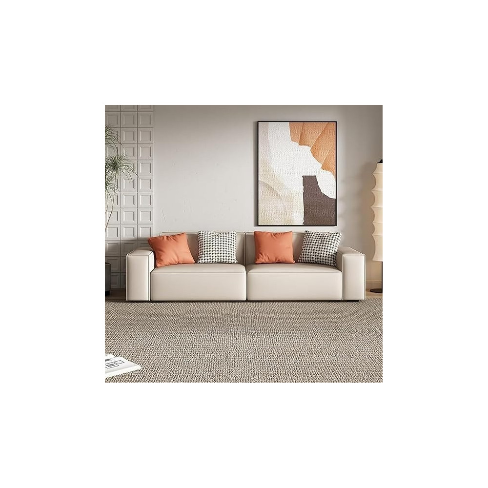Raj Furniture Italian Minimalist Type Square Sofa Set Furniture For Living Room, Khaki