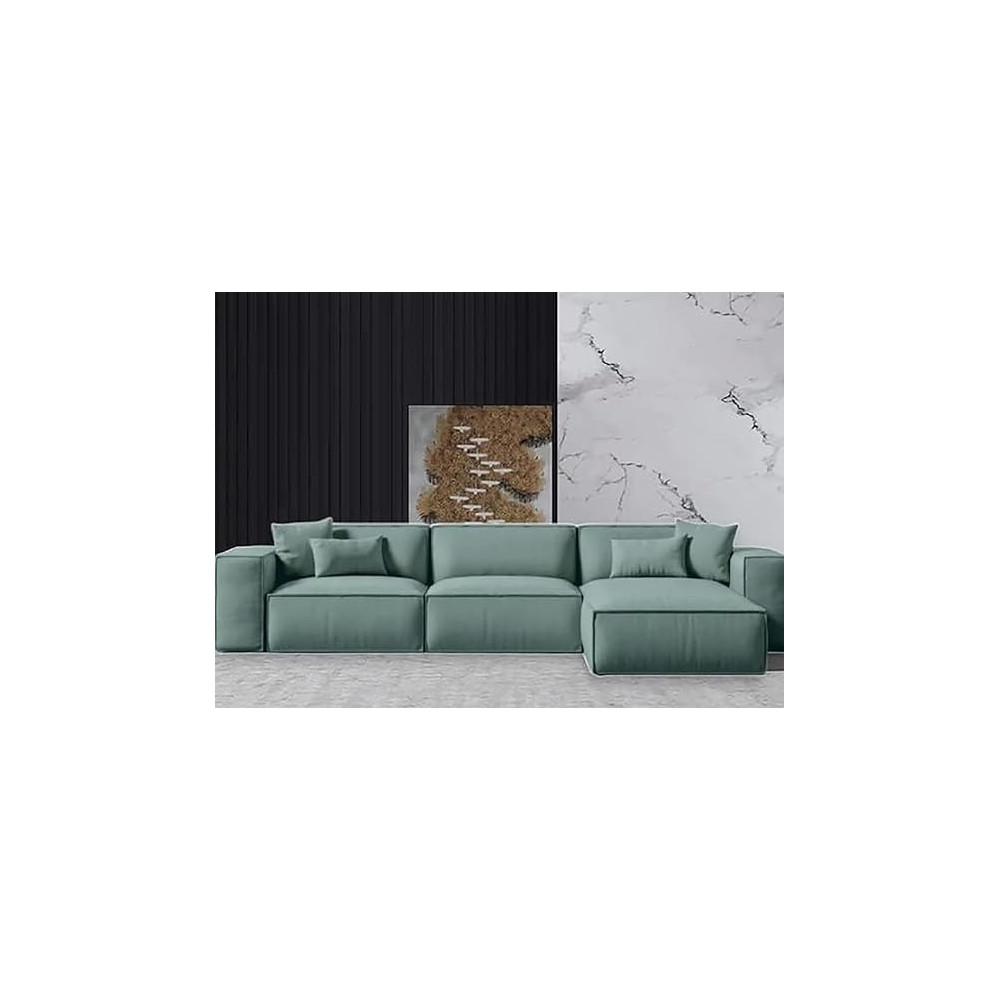 Ripple Furniture L-Shape Modern Style Luxury Home Couch, Left, Green