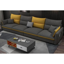 Ripple Furniture Modern Living Room Sofa Set With Adjustable Legs And Pillows, Yellow/Grey