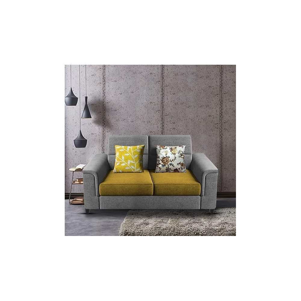 Raj Furniture 2 Seater Sofa Set For Living Room, Yellow Grey