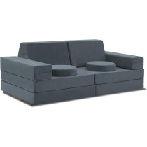 Jela Kids Couch 10 Pieces Luxury Floor Sofa Modular Furniture, Charcoal Blue