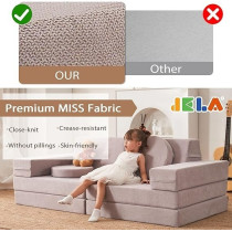 Jela Kids Couch 10 Pieces Luxury Floor Sofa Modular Furniture, Charcoal Blue